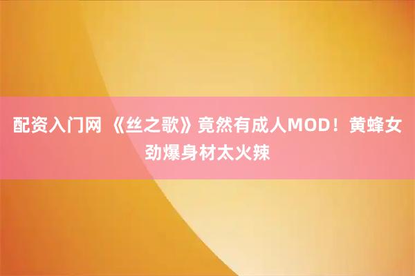 配资入门网 《丝之歌》竟然有成人MOD！黄蜂女劲爆身材太火辣